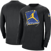 NBA - Golden State Warriors Jordan Brand Courtside Max 90 Vintage Wash Statement Edition Long Sleeve T-Shirt - Black