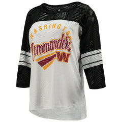 Washington Commanders G-III 4Her by Carl Banks Women's First Team 3/4-Sleeve Mesh T-Shirt White/Black - NFL