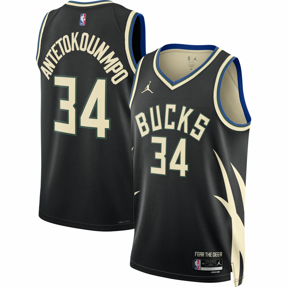 NBA - Giannis Antetokounmpo Milwaukee Bucks Jordan Brand Unisex Swingman Jersey - Statement Edition - Black