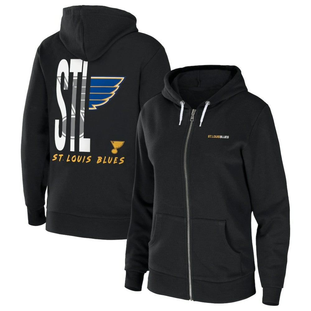 St. Louis Blues - WEAR by Erin Andrews Women's Sponge Fleece Full-Zip Hoodie Black