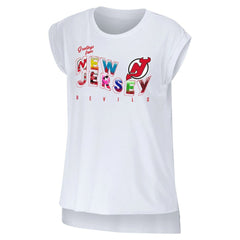 New Jersey Devils - WEAR by Erin Andrews Women's Greetings From Muscle T-Shirt White