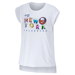 New York Islanders - WEAR by Erin Andrews Women's Greetings From Muscle T-Shirt White