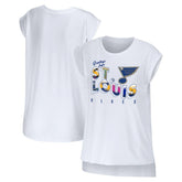 St. Louis Blues - WEAR by Erin Andrews Women's Greetings From Muscle T-Shirt White