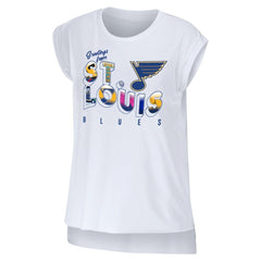 St. Louis Blues - WEAR by Erin Andrews Women's Greetings From Muscle T-Shirt White