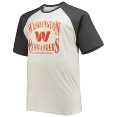 Washington Commanders Big & Tall Wordmark Raglan T-Shirt Oatmeal/Heathered Charcoal - Fanatics