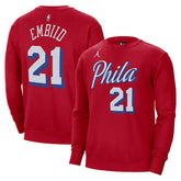 NBA - Joel Embiid Philadelphia 76ers Jordan Brand Statement Name & Number Pullover Sweatshirt - Red