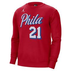 NBA - Joel Embiid Philadelphia 76ers Jordan Brand Statement Name & Number Pullover Sweatshirt - Red