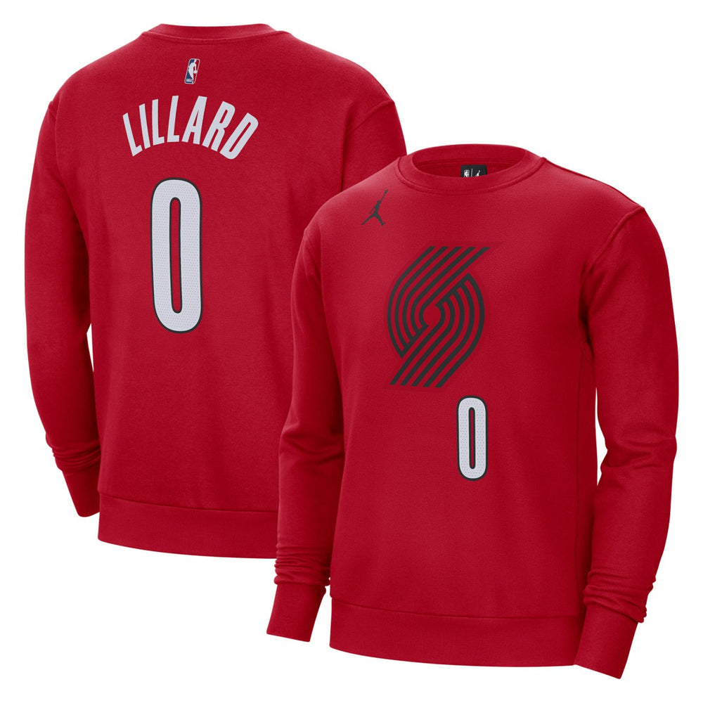 NBA - Damian Lillard Portland Trail Blazers Jordan Brand Statement Name & Number Pullover Sweatshirt - Red