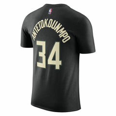 NBA - Giannis Antetokounmpo Milwaukee Bucks Jordan Brand 2022/23 Statement Edition Name & Number T-Shirt - Black