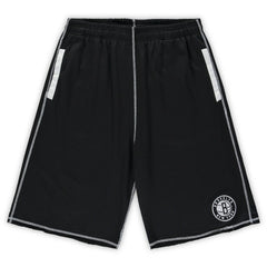 NBA - Brooklyn Nets Big & Tall Contrast Stitch Knit Shorts - Black/White