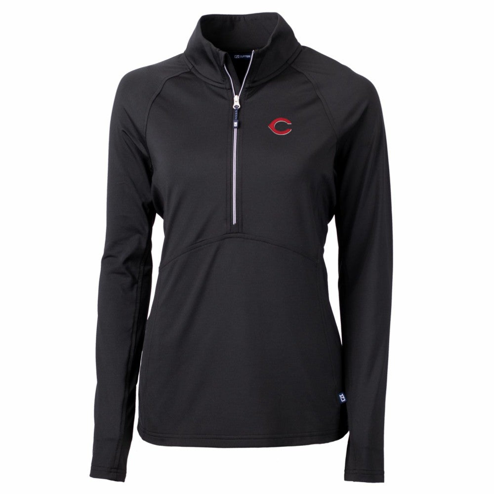 Cincinnati Reds Cutter & Buck Women's Adapt Eco Knit Stretch Half-Zip Pullover Top Lifestyle