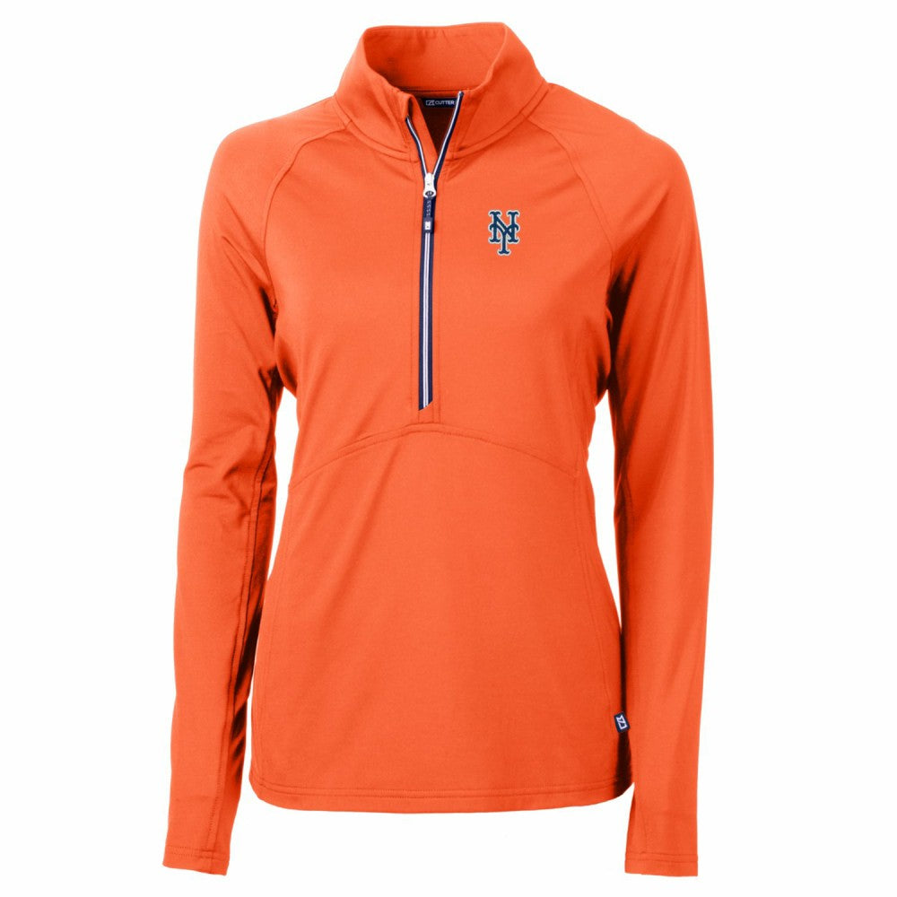 New York Mets Cutter & Buck Women's Adapt Eco Knit Stretch Half-Zip Pullover Top Lifestyle