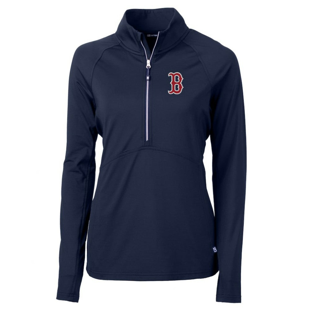 Boston Red Sox Cutter & Buck Women's Adapt Eco Knit Stretch Half-Zip Pullover Top discount