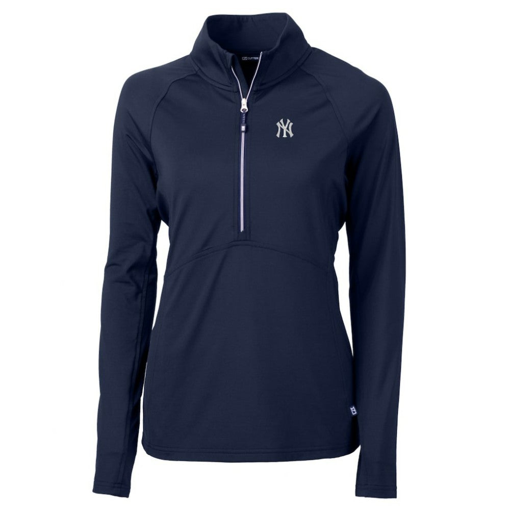 New York Yankees Cutter & Buck Women's Adapt Eco Knit Stretch Half-Zip Pullover Top On Sale