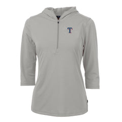 Texas Rangers Cutter & Buck Women's Virtue Eco Pique 3/4 Sleeve Half-Zip Pullover Hoodie Clearance