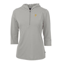 Pittsburgh Pirates Cutter & Buck Women's Virtue Eco Pique 3/4 Sleeve Half-Zip Pullover Hoodie for sale