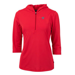 Washington Nationals Cutter & Buck Women's Virtue Eco Pique 3/4 Sleeve Half-Zip Pullover Hoodie Sale