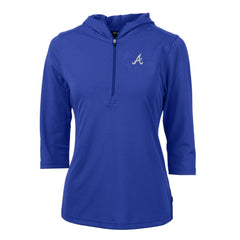 Atlanta Braves Cutter & Buck Women's Virtue Eco Pique 3/4 Sleeve Half-Zip Pullover Hoodie for sale