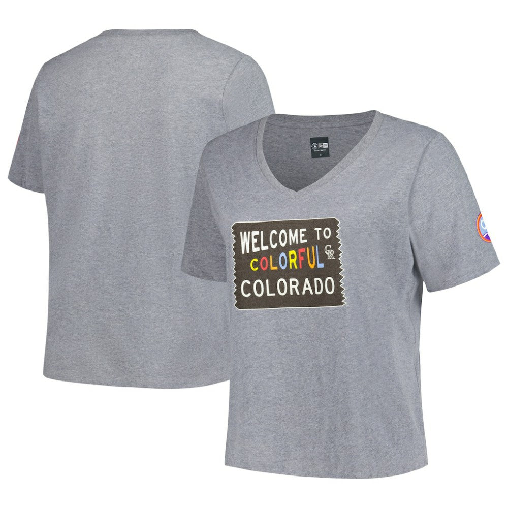 Colorado Rockies New Era Women's City Connect Plus Size V-Neck T-Shirt Lifestyle