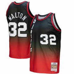 Mitchell & Ness - Bill Walton Portland Trail Blazers 1976/77 Hardwood Classics Fadeaway Swingman Player Jersey - Red/Black