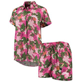NBA - Brooklyn Nets Lusso Women's Finley-Frankie Party Top & Shorts Set - Pink