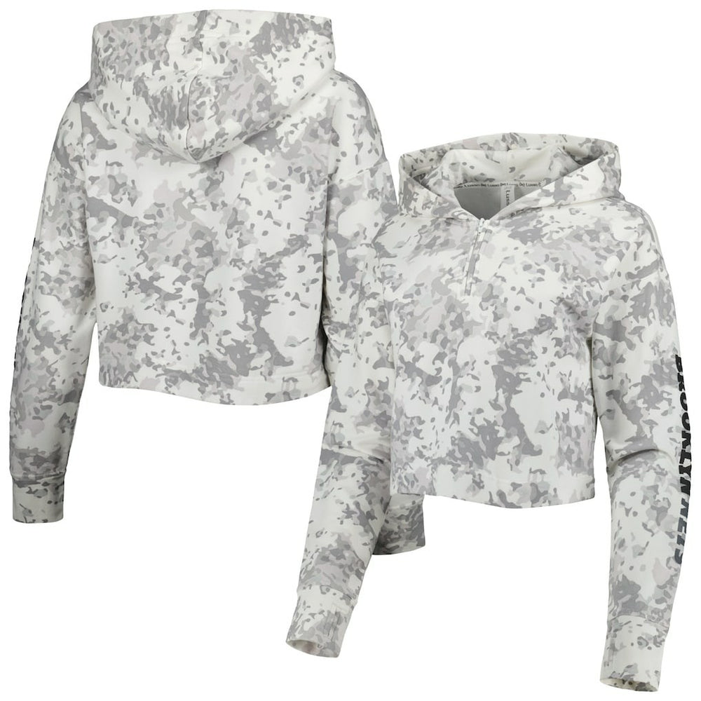 NBA - Brooklyn Nets Lusso Women's Maia Tri-Blend Cropped Quarter-Zip Top - Gray/White