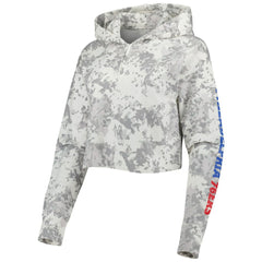 NBA - Philadelphia 76ers Lusso Women's Maia Tri-Blend Cropped Quarter-Zip Top - Gray/White