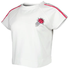 NBA - Phoenix Suns Lusso Women's Margot Cropped Tri-Blend Cap Sleeve Sweatshirt - White
