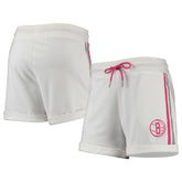 NBA - Brooklyn Nets Lusso Women's Melody Cuffed Tri-Blend Shorts - White/Pink