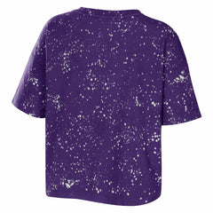 NBA - Los Angeles Lakers WEAR by Erin Andrews Women's Bleach Splatter Notch Neck T-Shirt - Purple