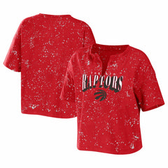 NBA - Toronto Raptors WEAR by Erin Andrews Women's Bleach Splatter Notch Neck T-Shirt - Red