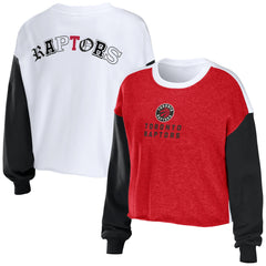 NBA - Toronto Raptors WEAR by Erin Andrews Women's Mixed Letter Cropped Pullover Sweatshirt - Heather Red