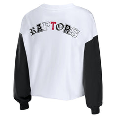 NBA - Toronto Raptors WEAR by Erin Andrews Women's Mixed Letter Cropped Pullover Sweatshirt - Heather Red
