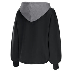 NBA - Brooklyn Nets WEAR by Erin Andrews Women's Pieced Quarter-Zip Hoodie Jacket - Black
