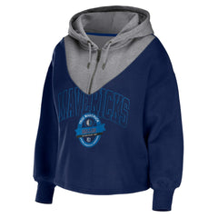 NBA - Dallas Mavericks WEAR by Erin Andrews Women's Pieced Quarter-Zip Hoodie Jacket - Navy