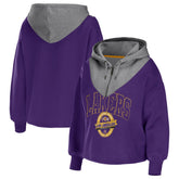 NBA - Los Angeles Lakers WEAR by Erin Andrews Women's Pieced Quarter-Zip Hoodie Jacket - Purple