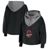 NBA - Miami Heat WEAR by Erin Andrews Women's Pieced Quarter-Zip Hoodie Jacket - Black