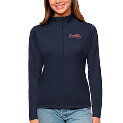 Atlanta Braves Antigua Women's Tribute Quarter-Zip Pullover Top Clearance