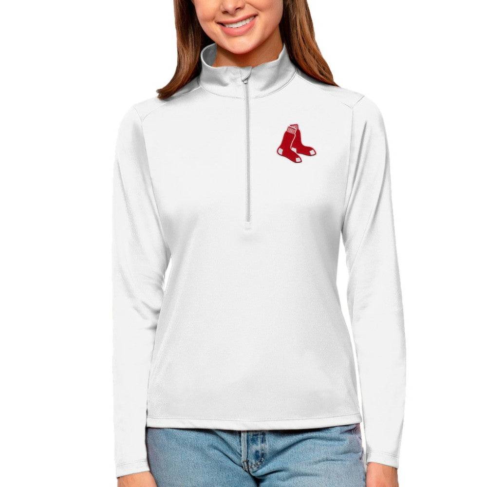 Boston Red Sox Antigua Women's Tribute Quarter-Zip Pullover Top for sale