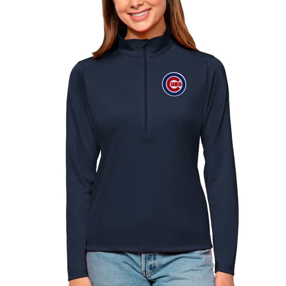 Chicago Cubs Antigua Women's Tribute Quarter-Zip Pullover Top On Sale