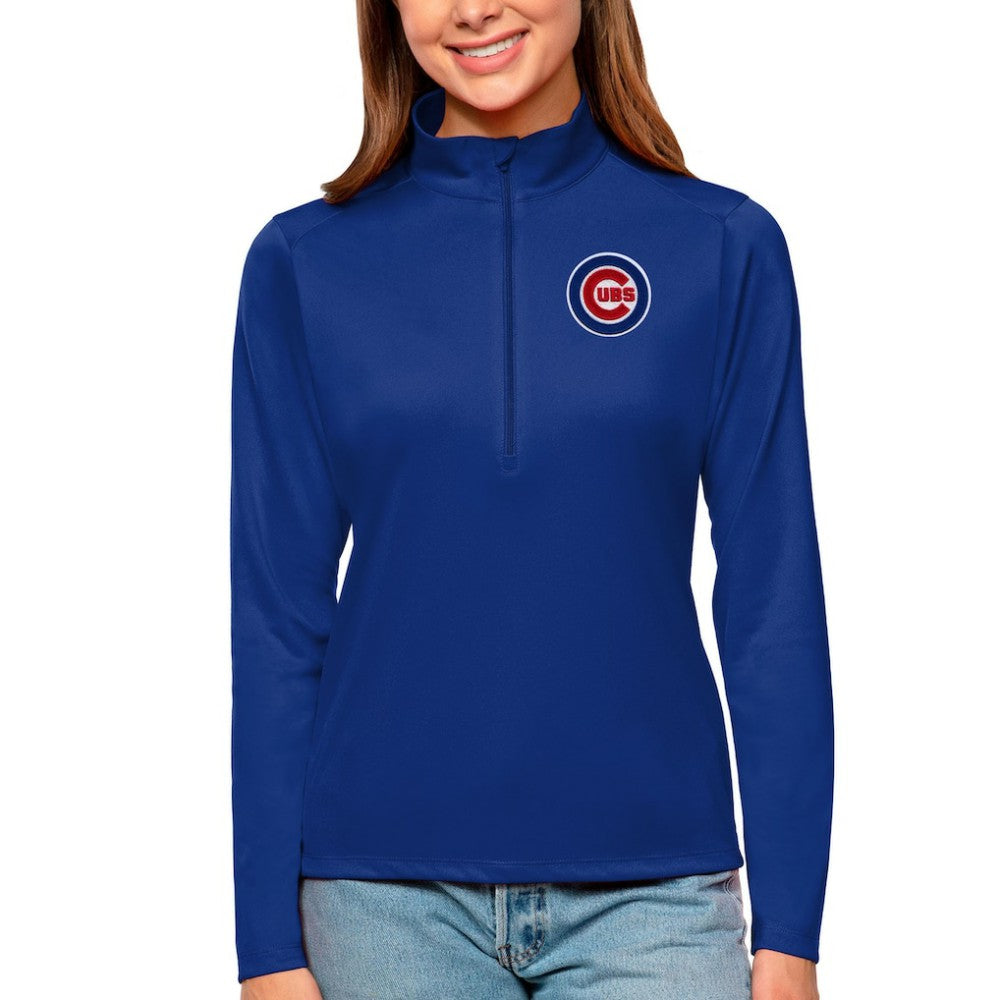 Chicago Cubs Antigua Women's Tribute Quarter-Zip Pullover Top Lifestyle