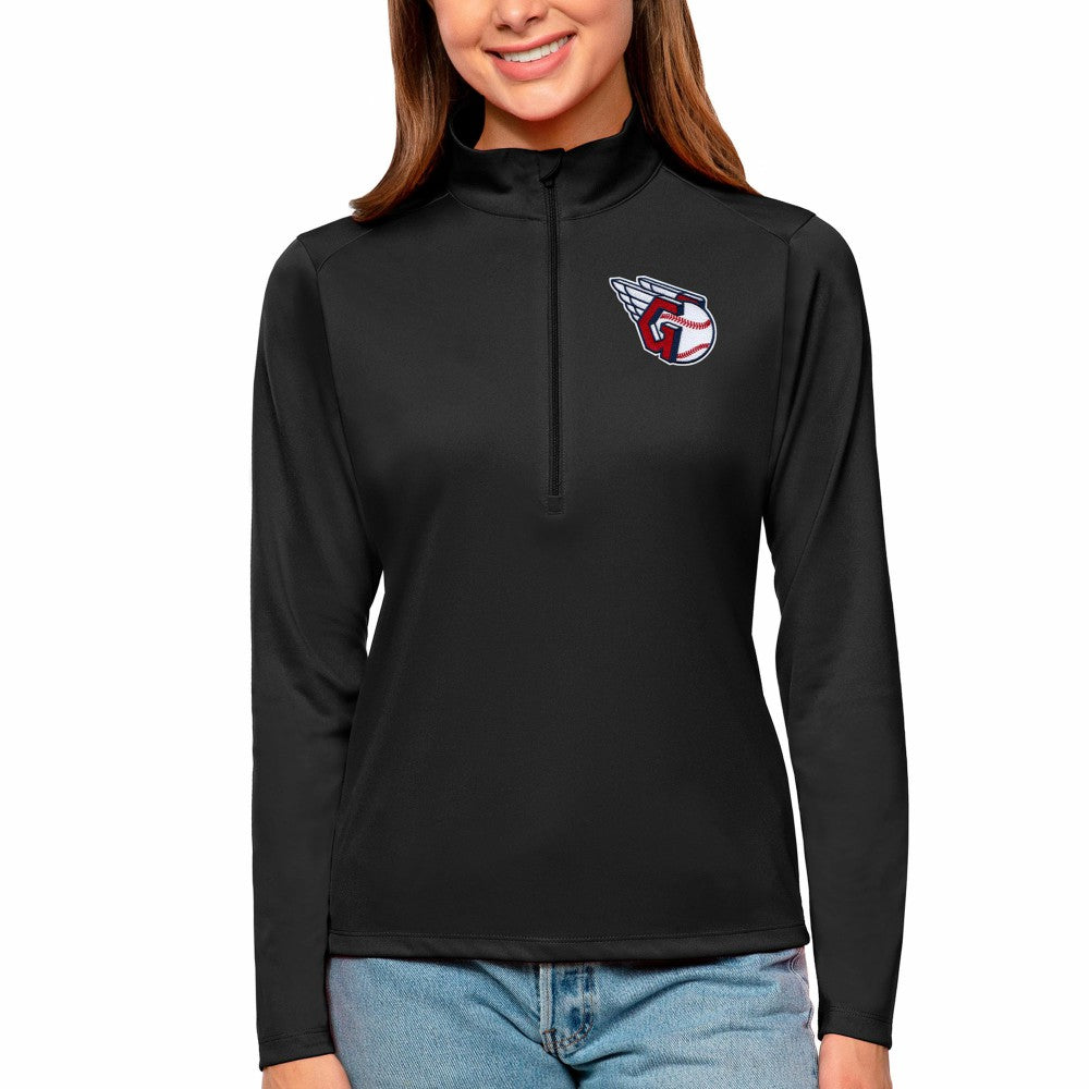 Cleveland Guardians Antigua Women's Tribute Quarter-Zip Pullover Top On Sale