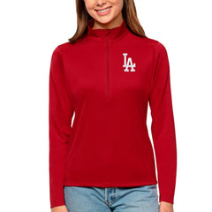 Los Angeles Dodgers Antigua Women's Tribute Quarter-Zip Pullover Top On Sale