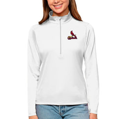 St. Louis Cardinals Antigua Women's Tribute Quarter-Zip Pullover Top Clearance