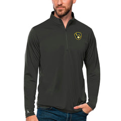 Milwaukee Brewers Antigua Tribute Quarter-Zip Pullover Top Clearance