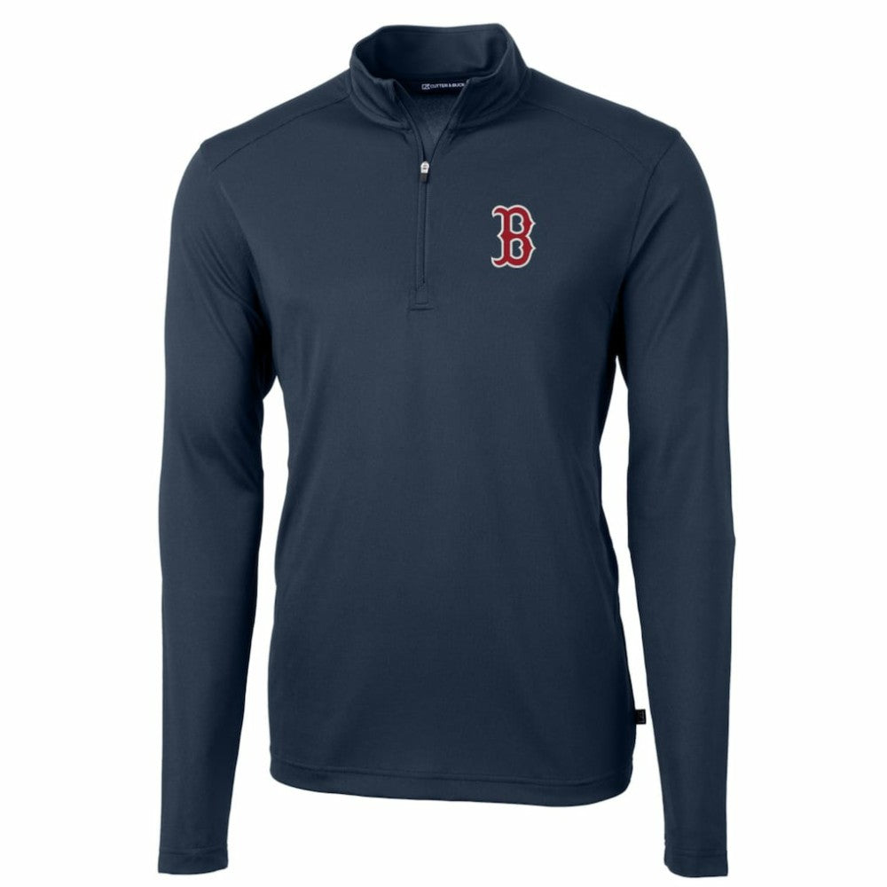 Boston Red Sox Cutter & Buck Big & Tall Virtue Eco Pique Quarter-Zip Pullover Jacket Lifestyle