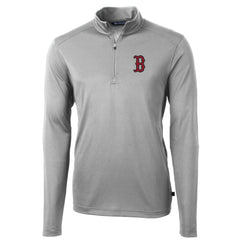 Boston Red Sox Cutter & Buck Big & Tall Virtue Eco Pique Quarter-Zip Pullover Jacket On Sale