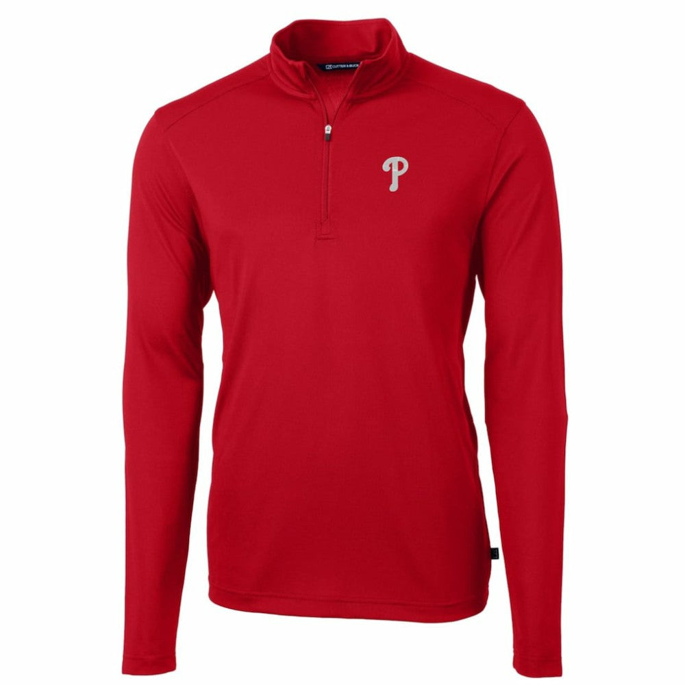 Philadelphia Phillies Cutter & Buck Big & Tall Virtue Eco Pique Quarter-Zip Pullover Jacket Sale