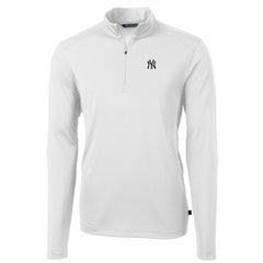 New York Yankees Cutter & Buck Big & Tall Virtue Eco Pique Quarter-Zip Pullover Jacket Clearance