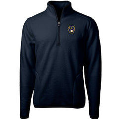 Milwaukee Brewers Cutter & Buck Cascade Eco Sherpa Fleece Quarter-Zip Pullover Jacket for sale